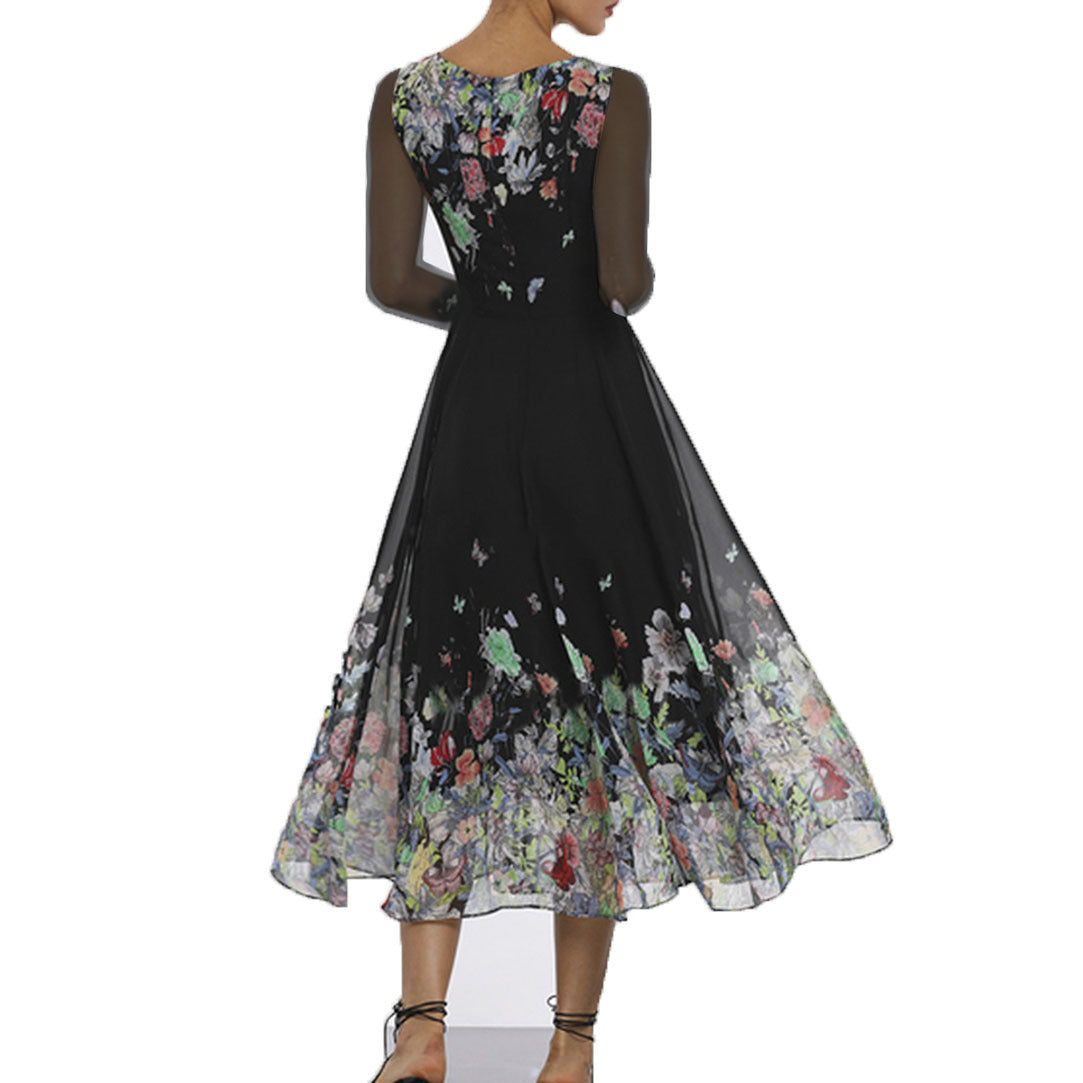 WOLFF | Hollow Slim Fit Slimming Langarm Flare Lange Rock Kleid