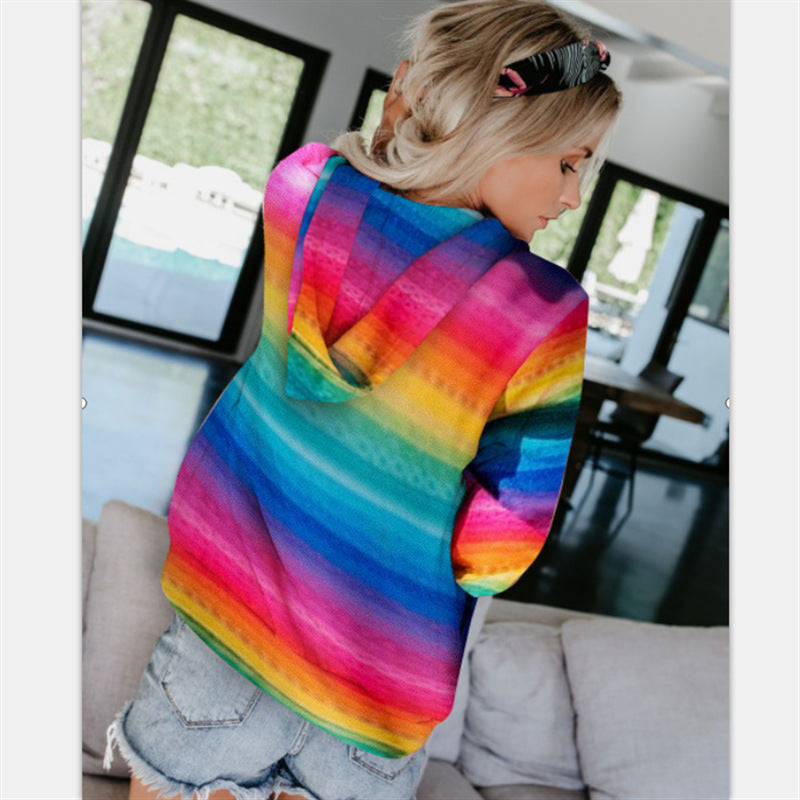 WOLFF | Regenbogen Druck Kapuze Tasche Freizeit Jacke