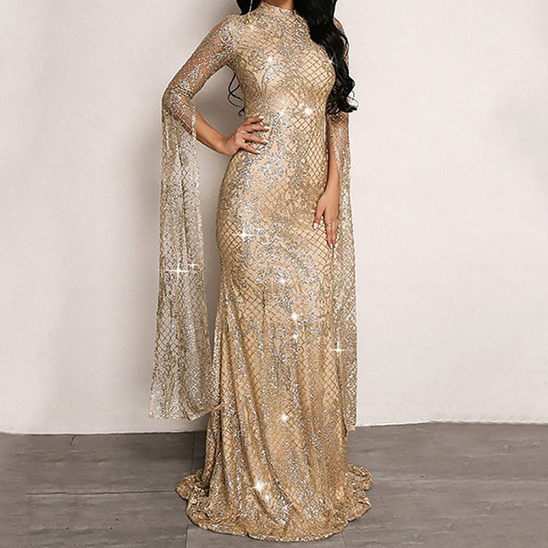 WOLFF | Silber Hot-Pressed Figurbetont Langer Rock Kleid