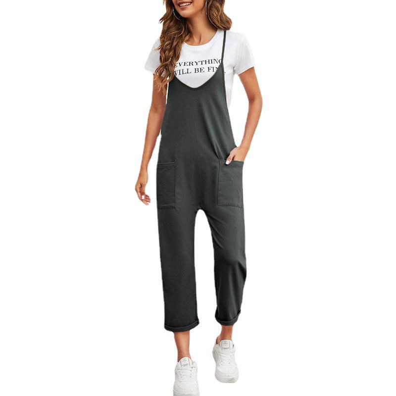 WOLFF | Lässige Taschen Lange Hose Einfarbiger Lockere Overall