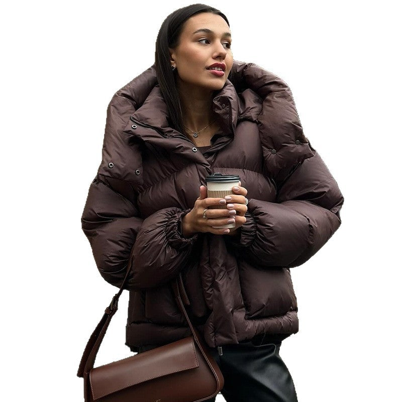 Damen gesteppte Winterjacke mit oversized Kapuze Heidi-Mode
