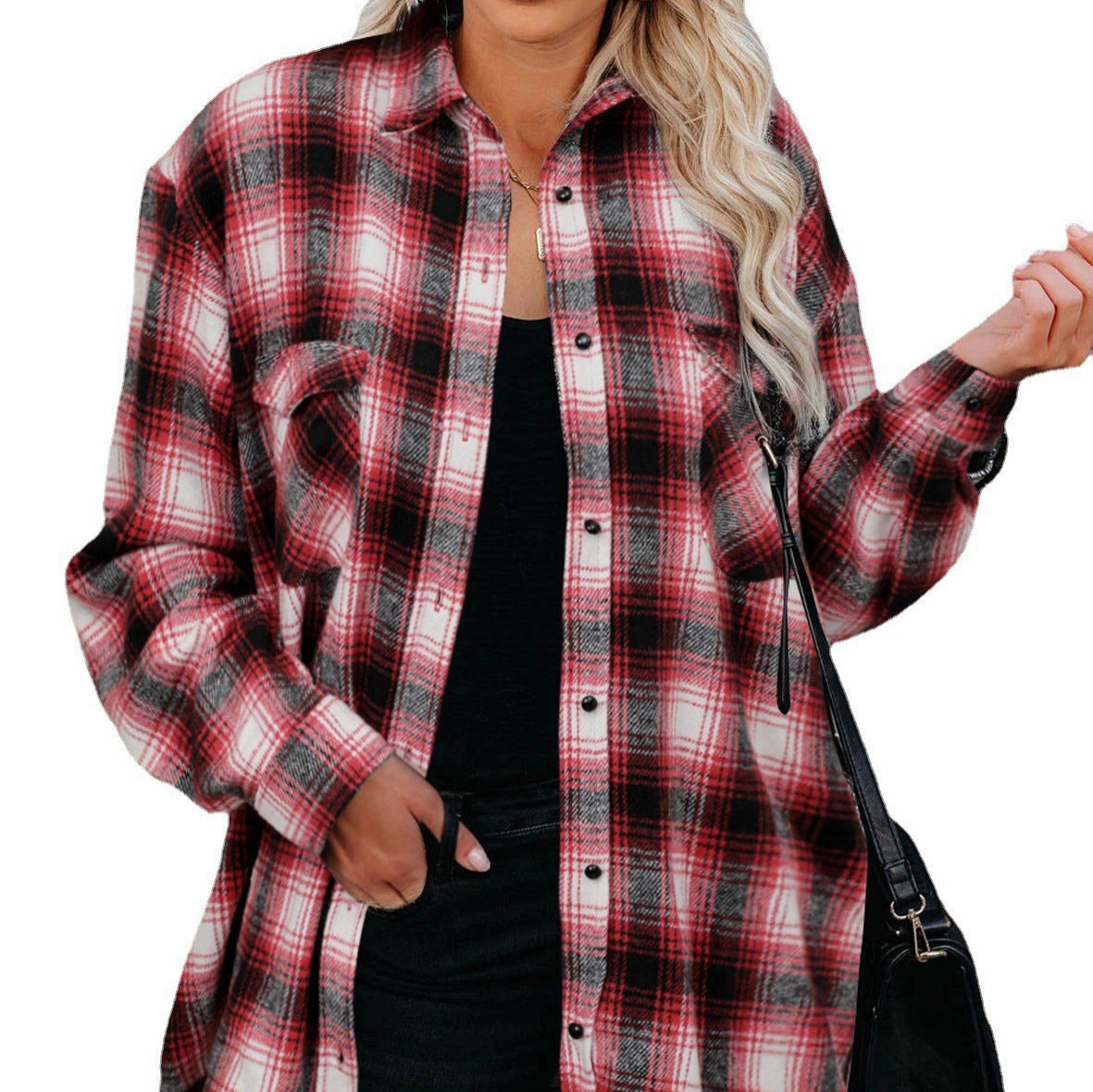 WOLFF | Kariertes Revers Cardigan Hemd