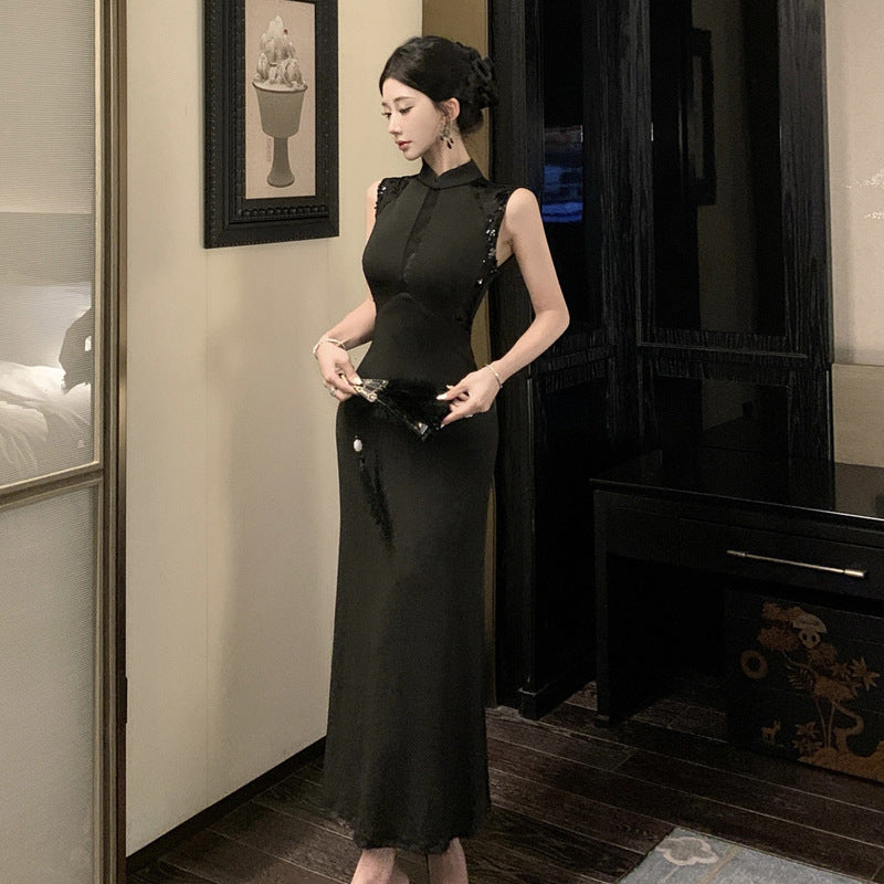 WOLFF | Vintage Elegante Ärmellose Verbessertes Qipao Kleid