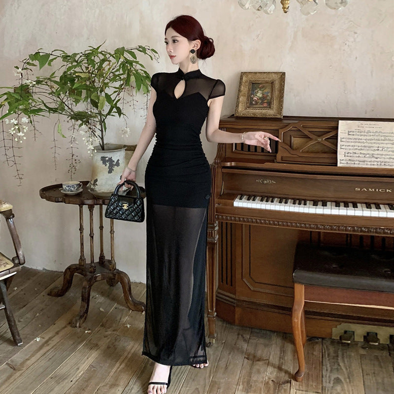 WOLFF | Figurformendes durchsichtige Split-Cheongsam-Kleid