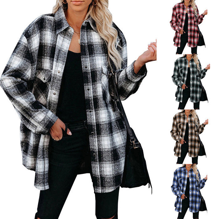 WOLFF | Kariertes Revers Cardigan Hemd