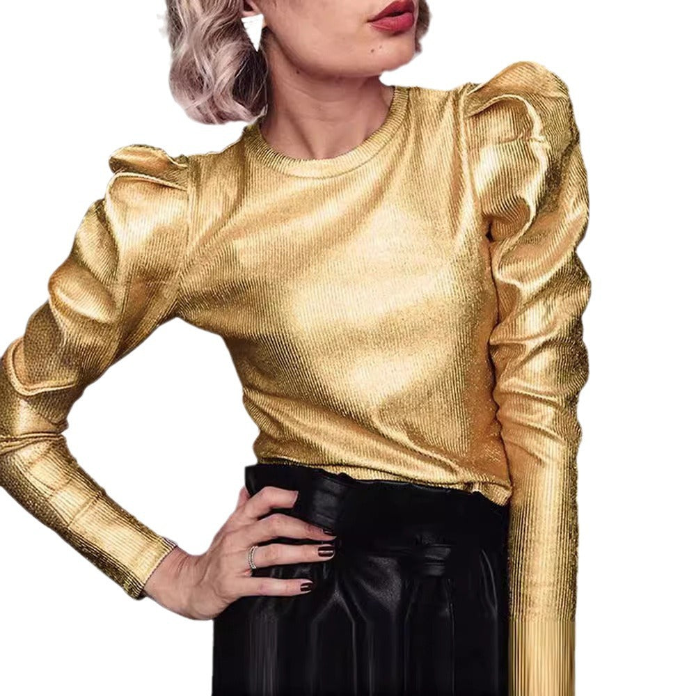 WOLFF | Punk Stil Metallic Gold T-Shirt