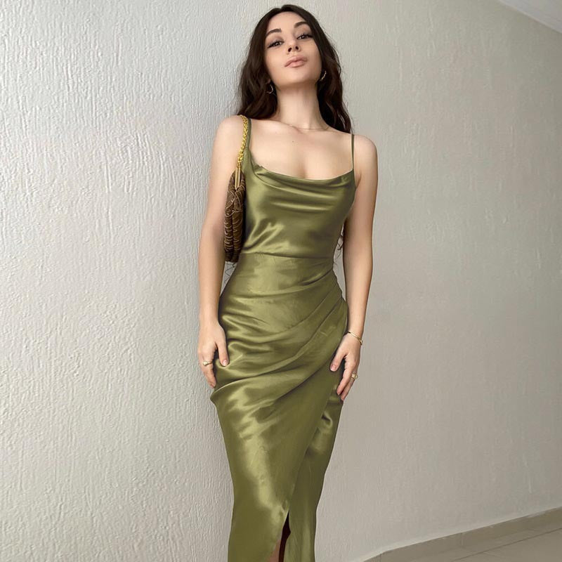 WOLFF | Geteiltes Seitencamisole Slim Rückenausschnitt Kleid