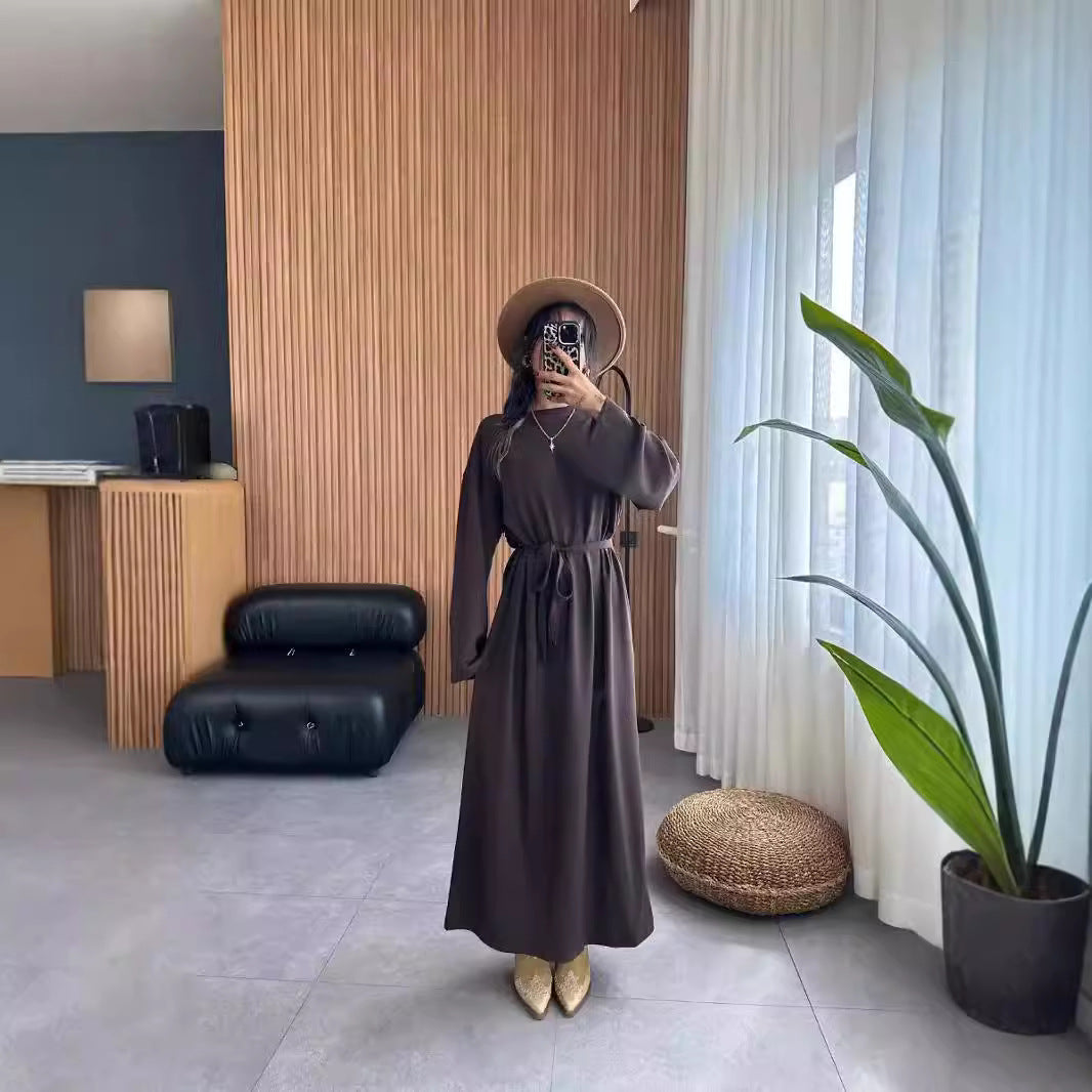1Loose Drawstring Long Dress