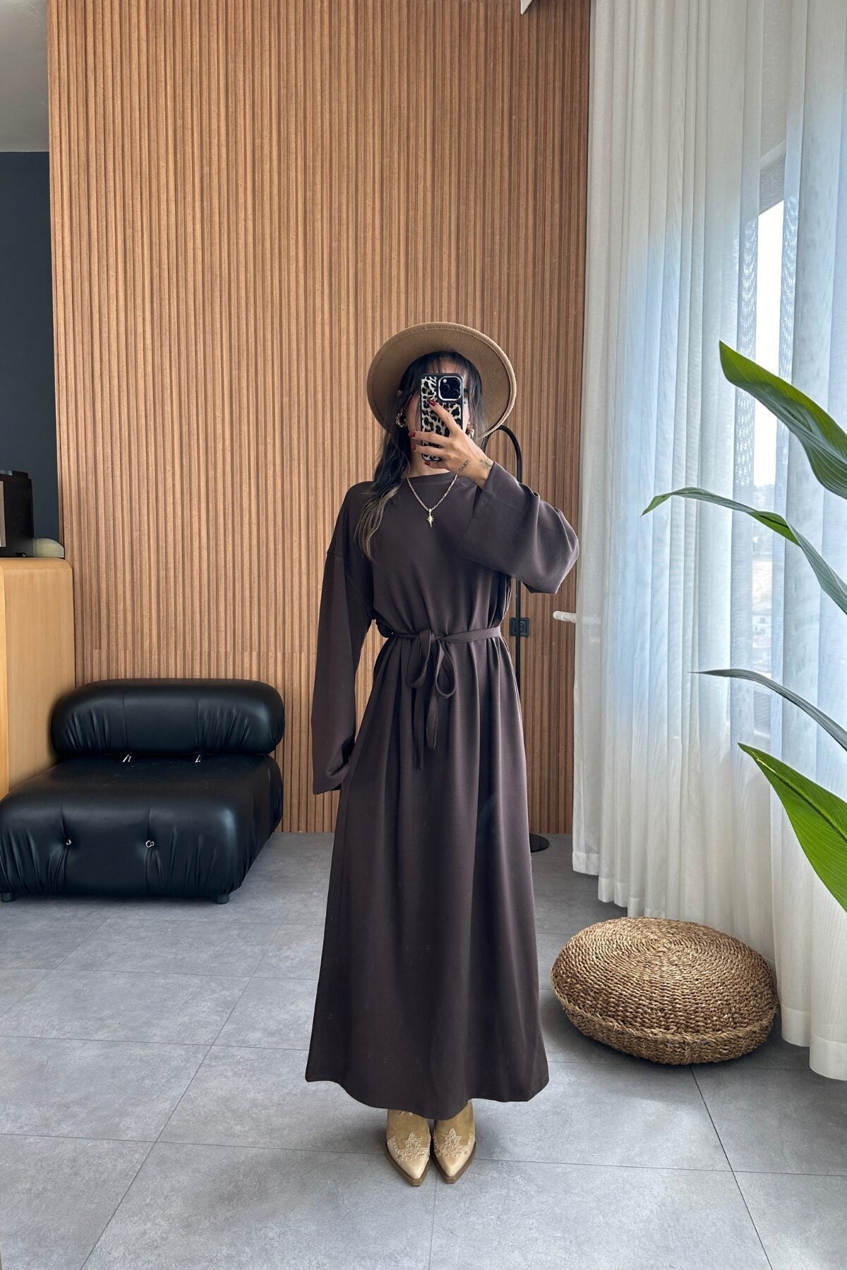 1Loose Drawstring Long Dress