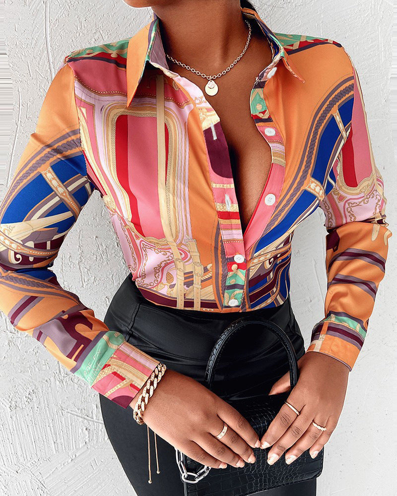 WOLFF | Digitaldruck Button Shirt Top