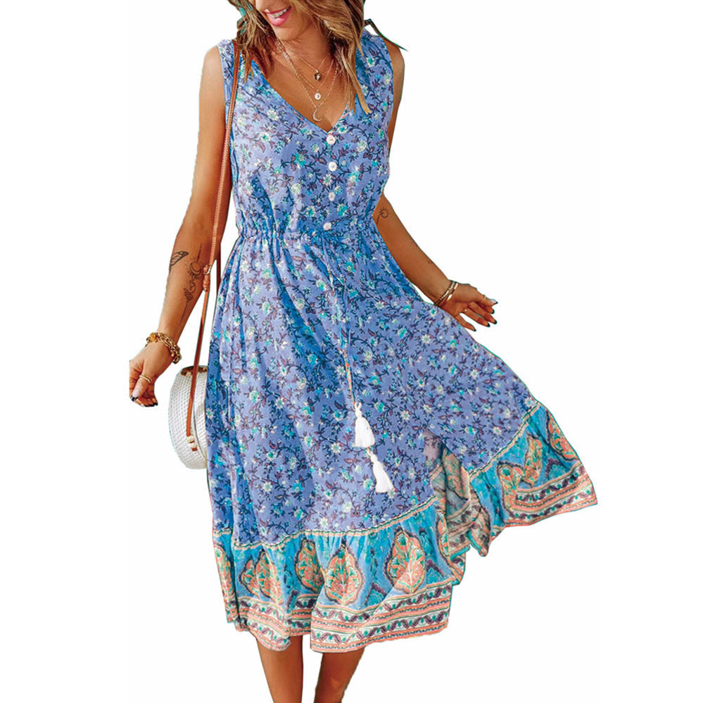 WOLFF | Kragenknopf Ärmelloses Blumenkleid