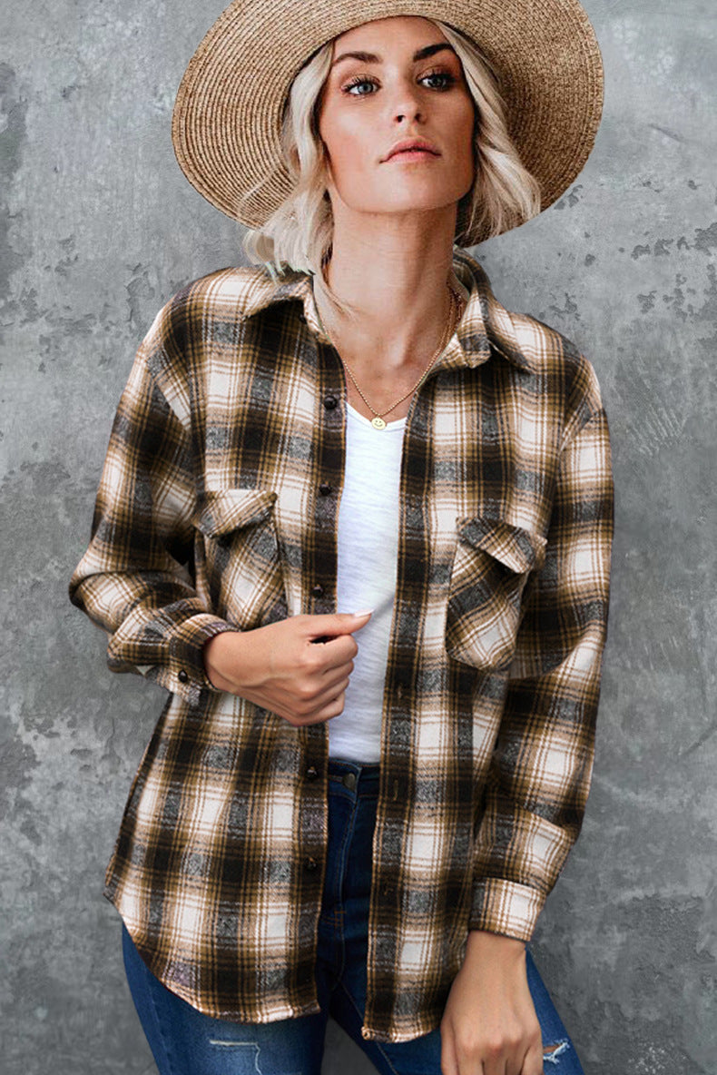 WOLFF | Kariertes Revers Cardigan Hemd