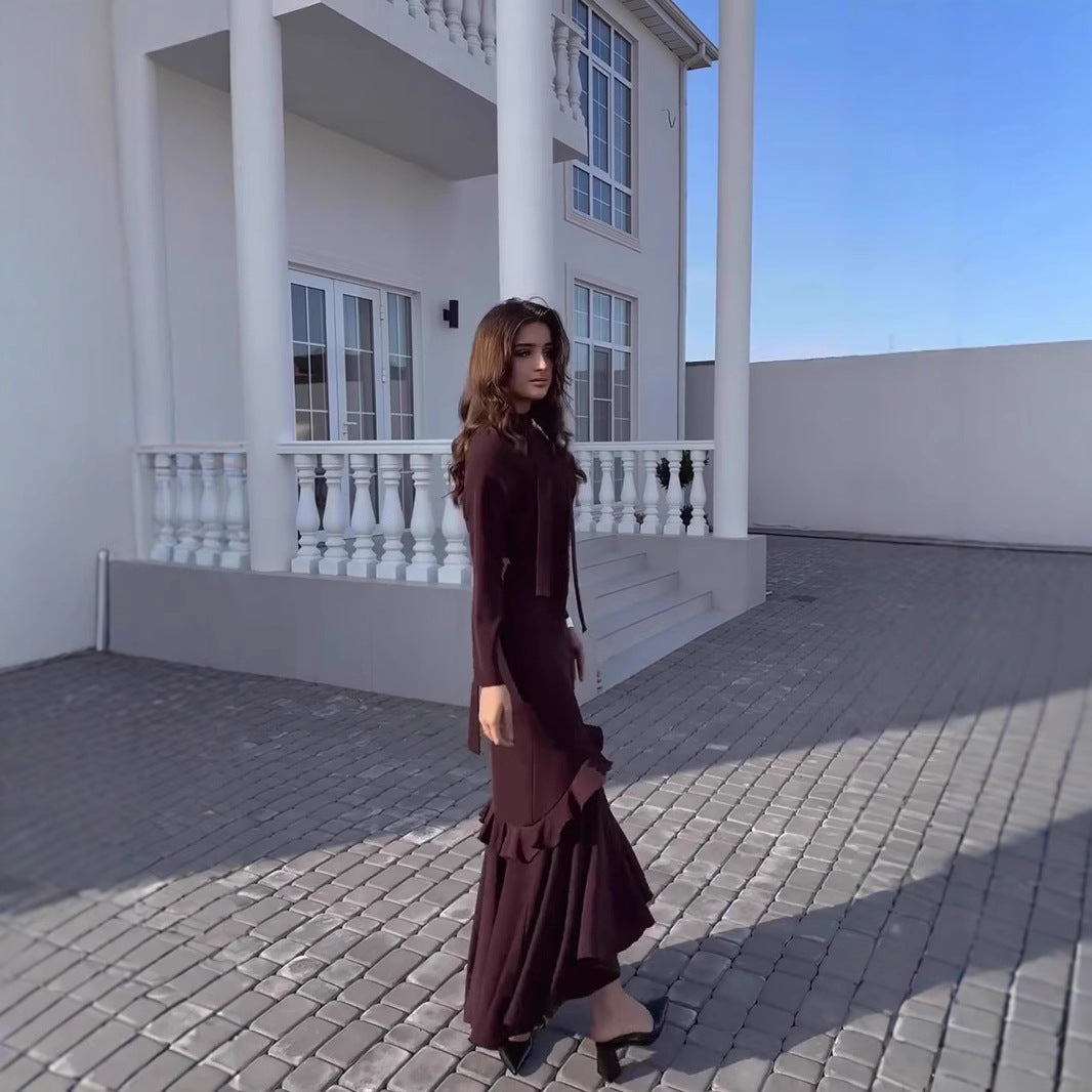 WOLFF | Slim Fit Rüschen Saum Spliced Kleid