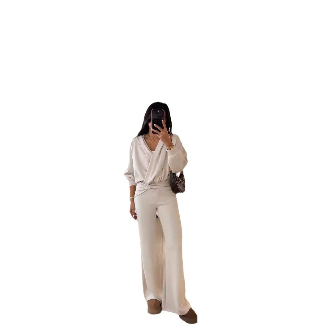 1Hooded Top Slim Fit Long Pants Two-Piece Set