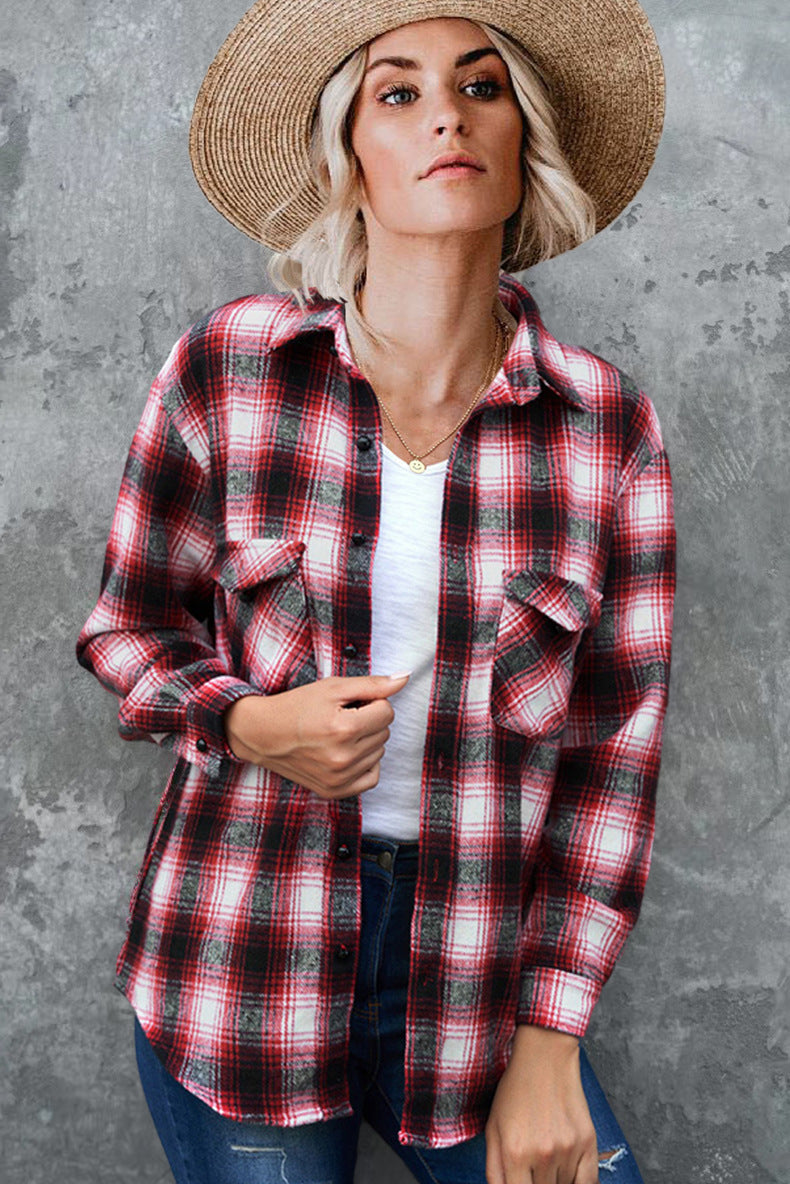 WOLFF | Kariertes Revers Cardigan Hemd