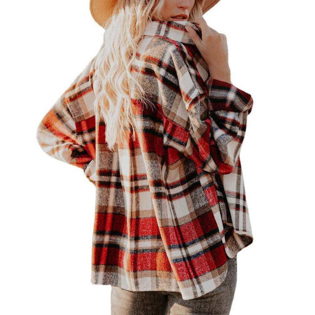 WOLFF | Karierte Jacke Kurzes Lose Shirt