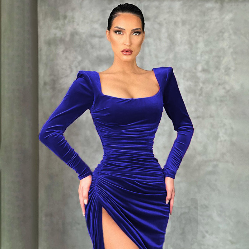 WOLFF | Raffiniertes High Waist Quadrat-Ausschnitt Mini-Kleid