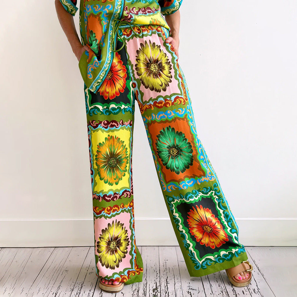 WOLFF | Daisy Print Shirt Hose Freizeitanzug