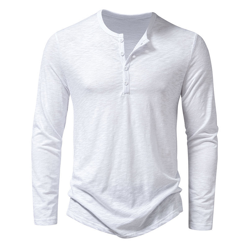 Herren Langarmshirt mit knopflosem V-Ausschnitt und atmungsaktivem Stoff -Mode