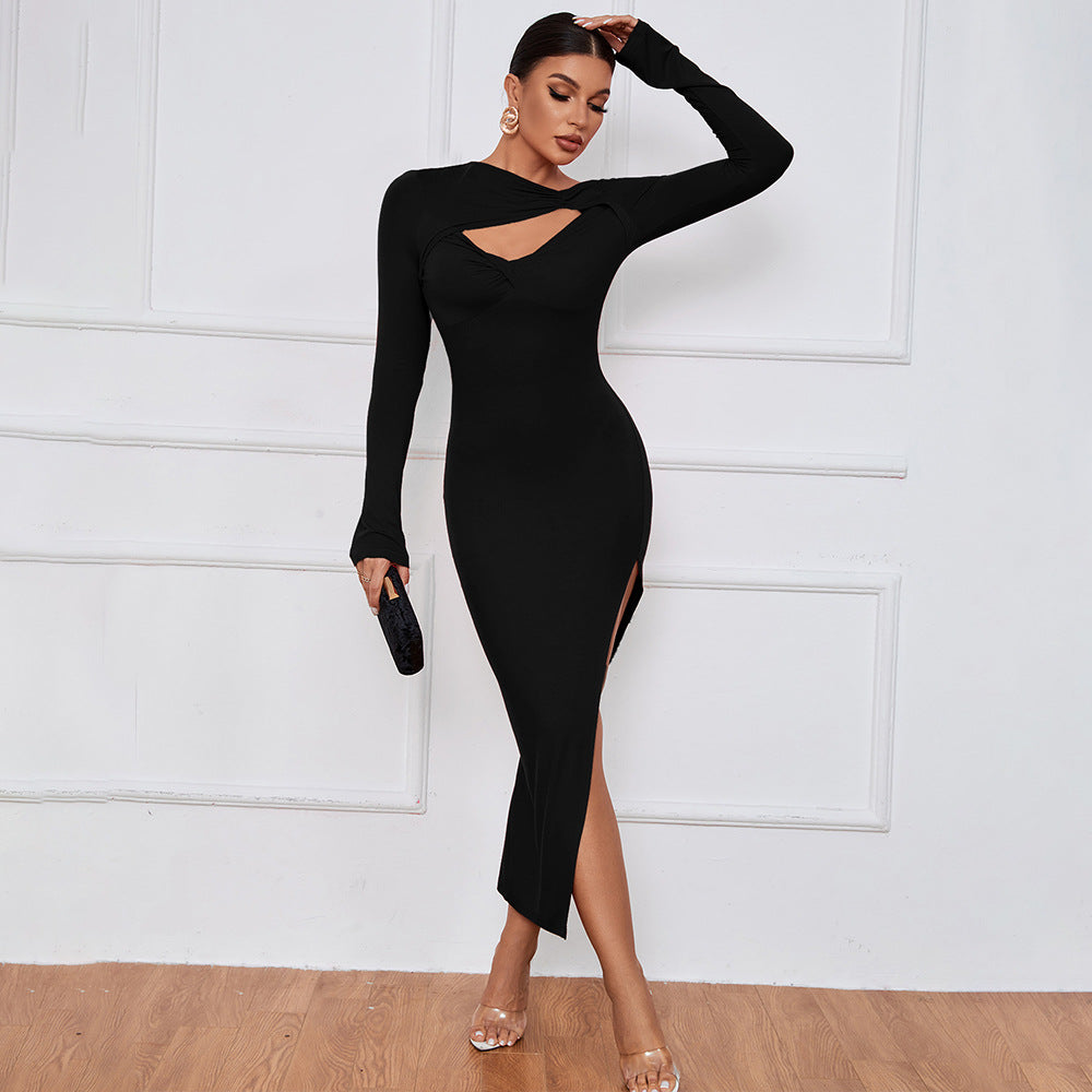 WOLFF | Schlitz Langarm Bodycon Kleid