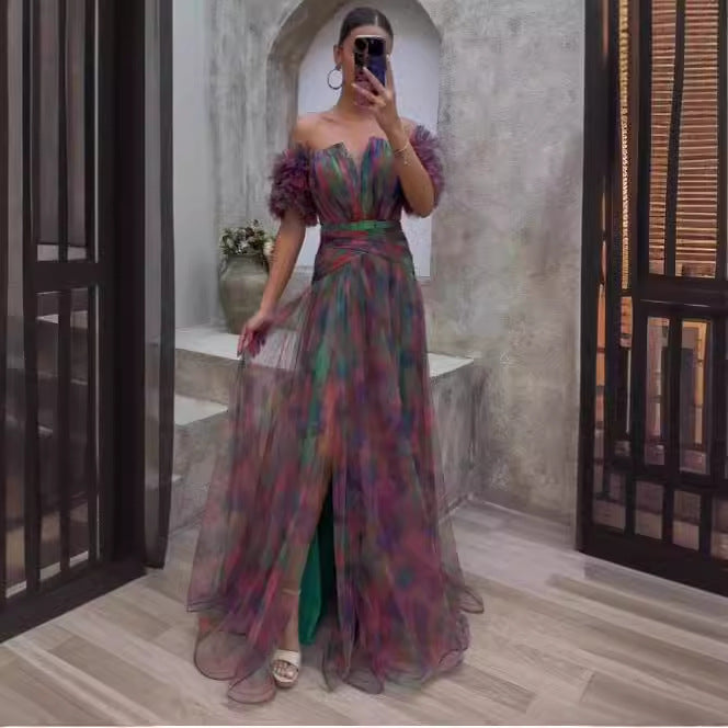 WOLFF | Ärmelloses High-End Großes Schwingendes Blumenrock Kleid