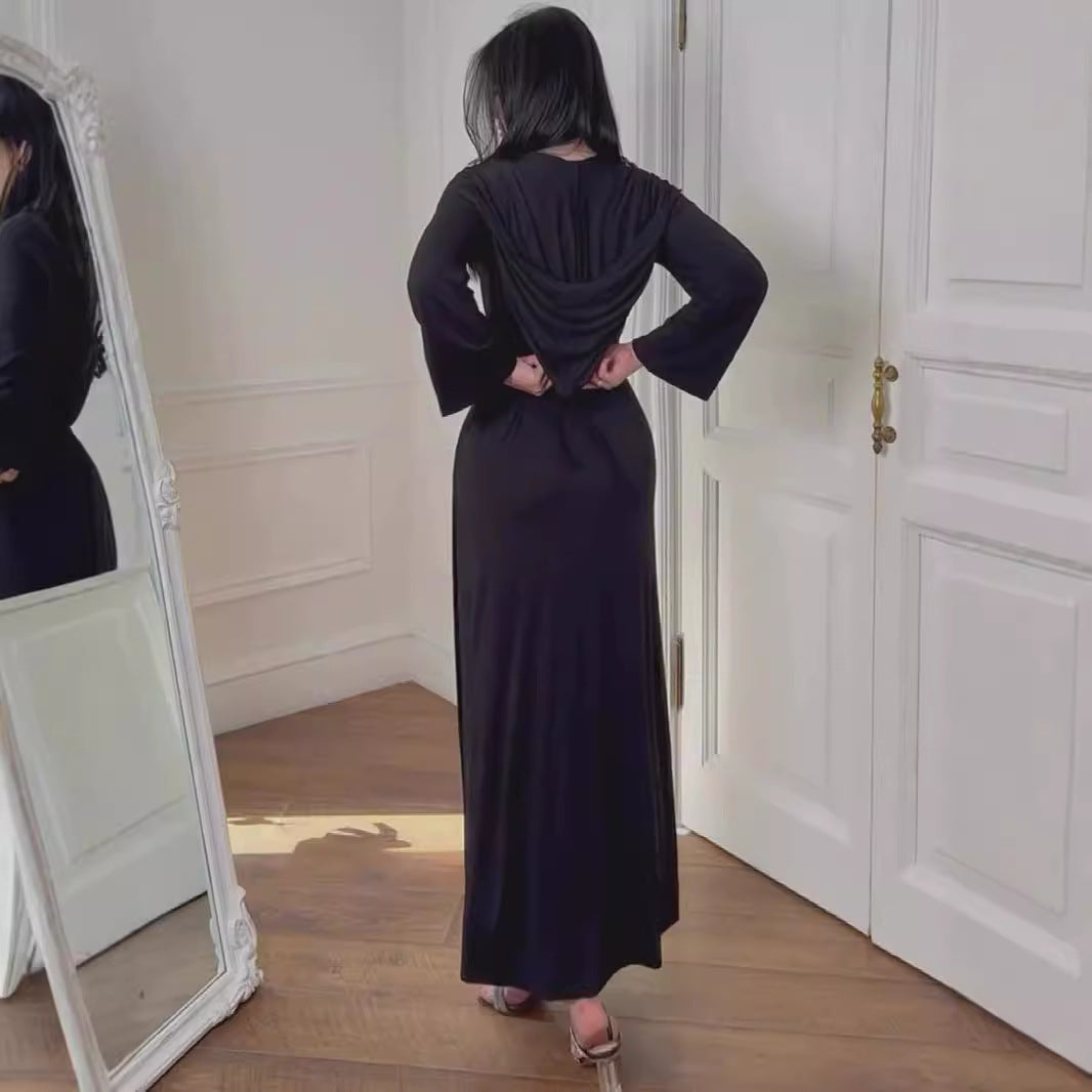 WOLFF | Langärmliges dehnbares Strickträgerkleid