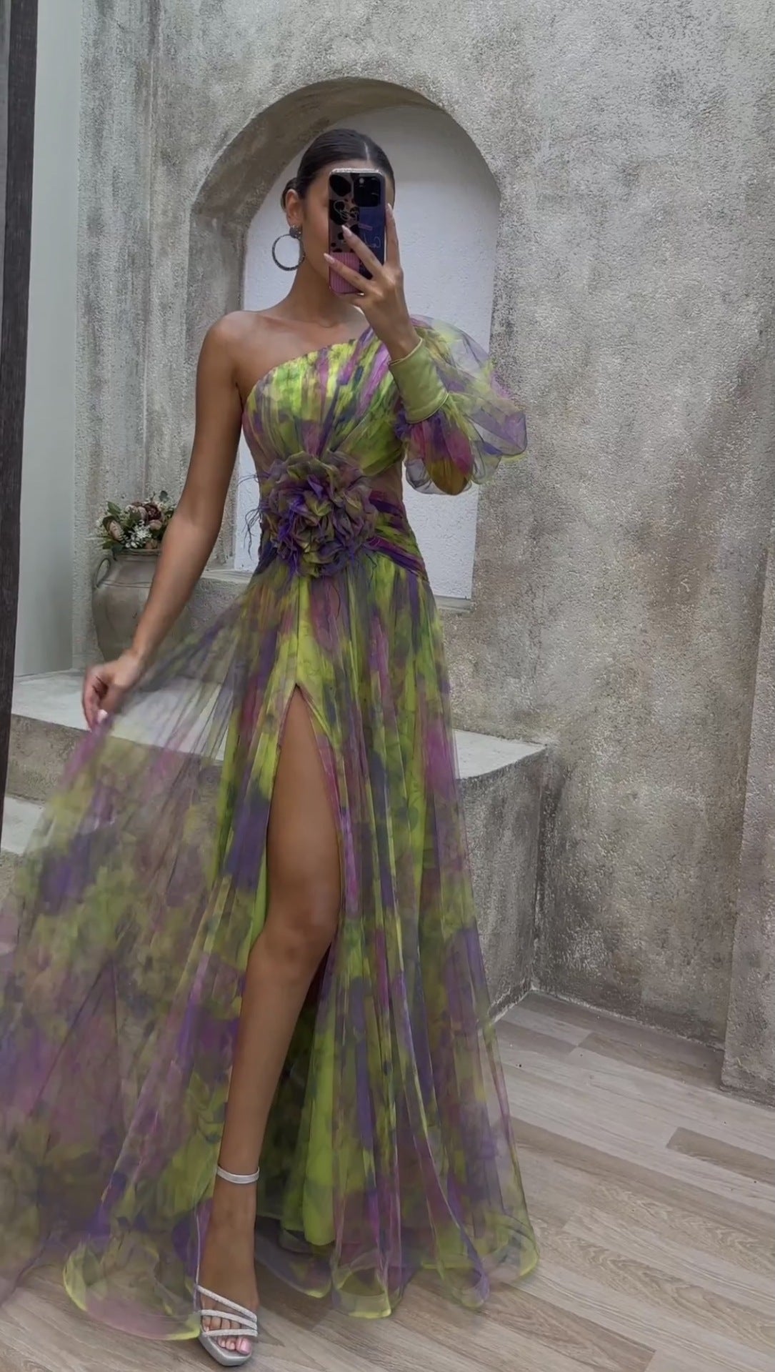WOLFF | Blumendruck Große Saum Blumenkleider Langes Kleid