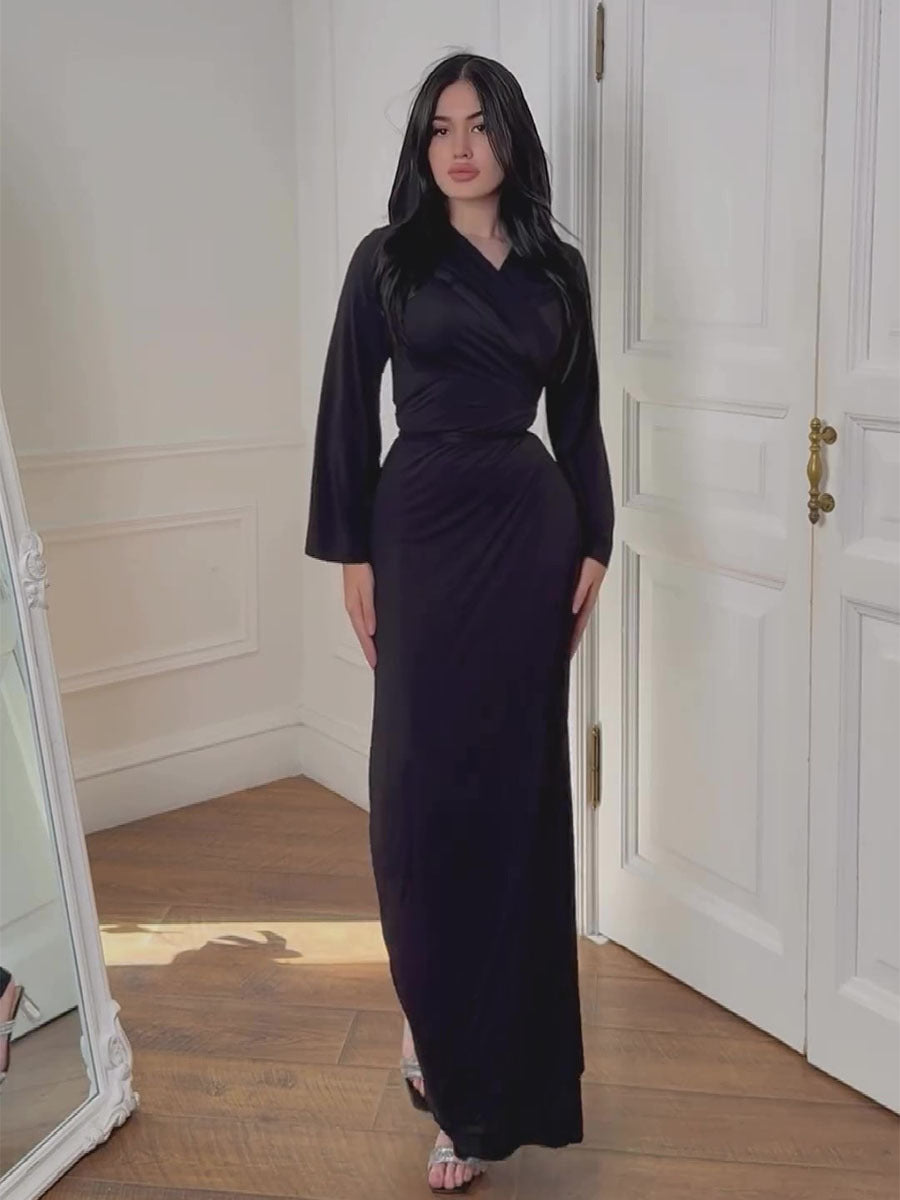 WOLFF | Langärmliges dehnbares Strickträgerkleid