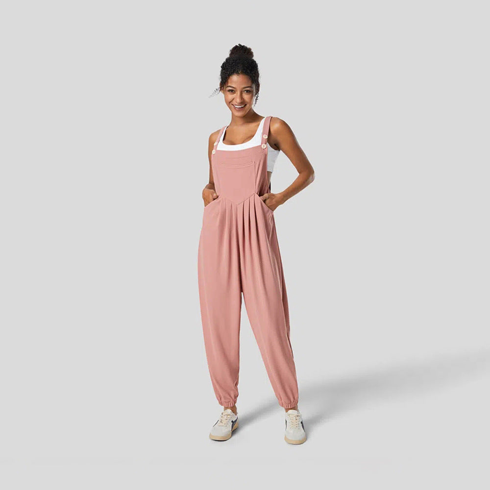 WOLFF | Faltiger Schlankmachender Cuffed Jumpsuit mit Trägern