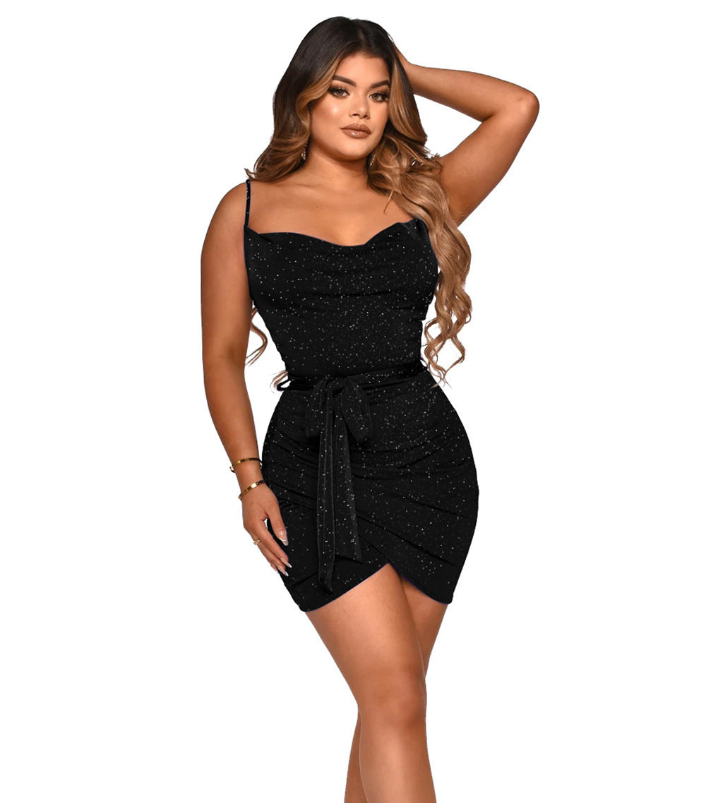 WOLFF | Glänzendes Strapless ärmelloses sexy Bodycon-Kleid