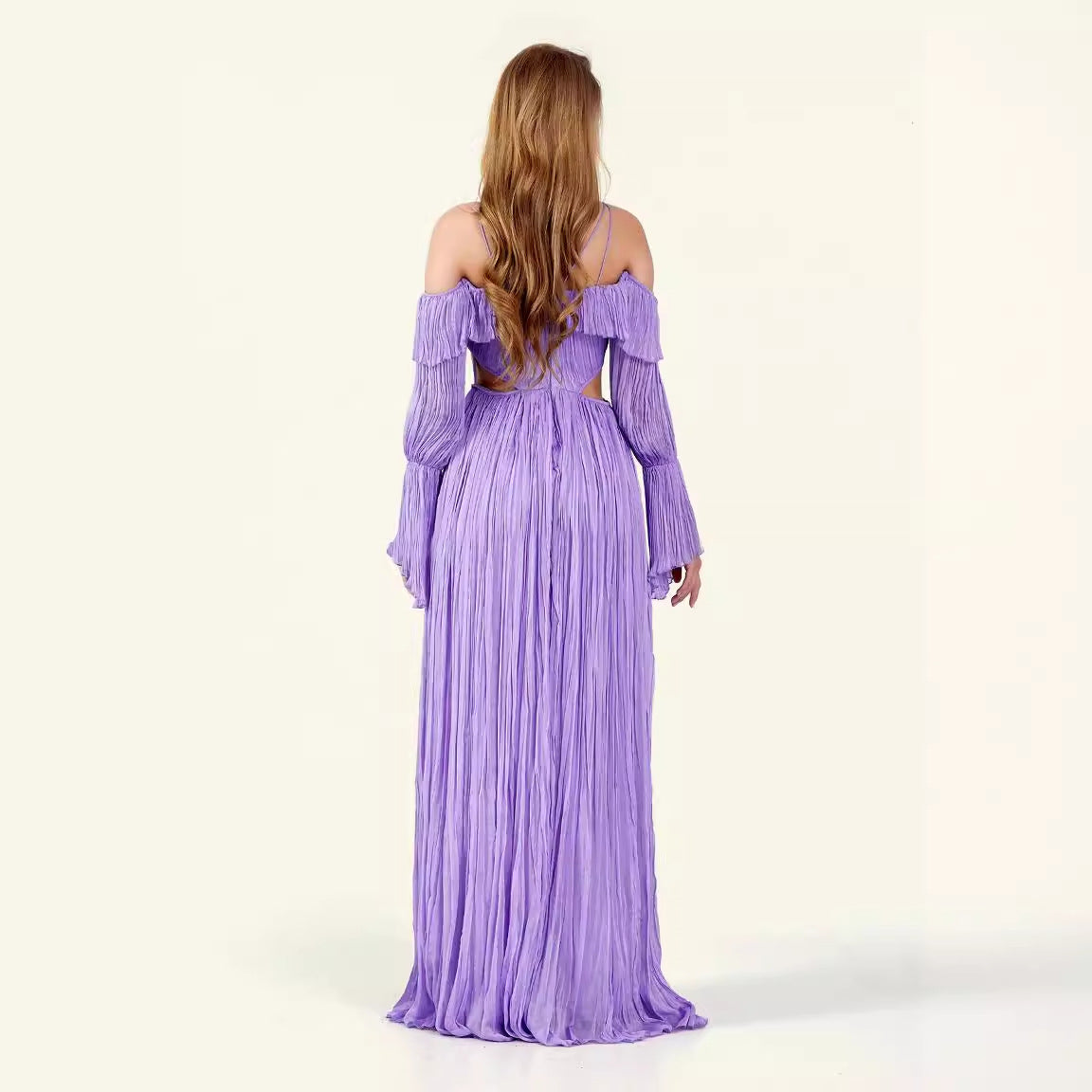 WOLFF | Offene Rückansicht Spliced Flare Langkleid