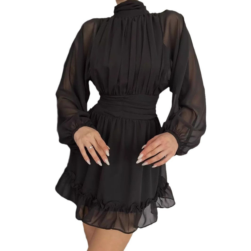 1Sweet Pleated Backless Big Hem Ruffled Skirt