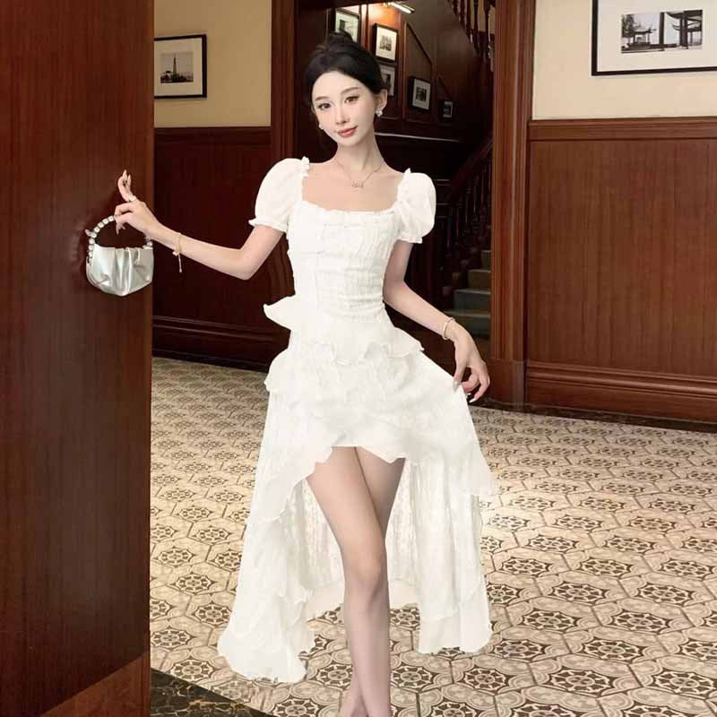 WOLFF | Chiffon Fairy Unregelmäßiges Urlaub Lang Kleid
