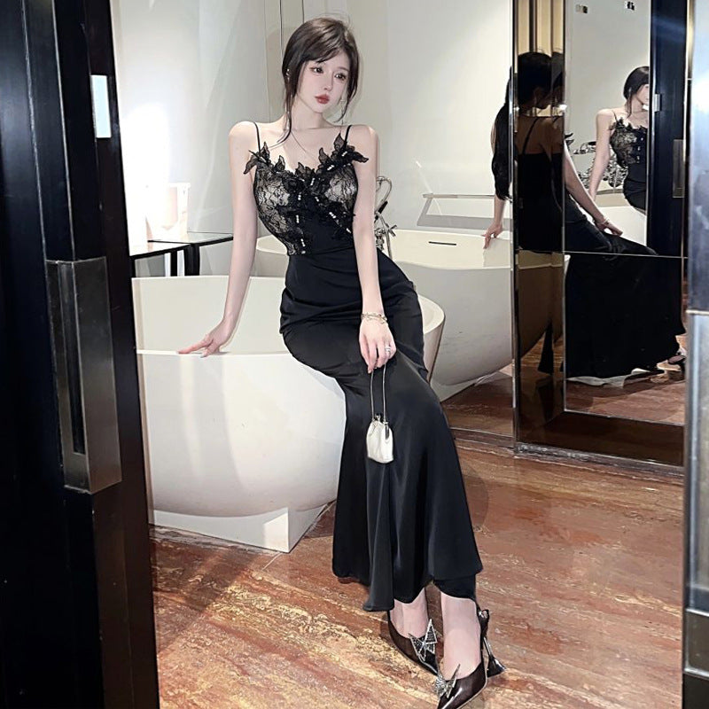 WOLFF | Slim Fit Elegantes Schlankes Dreidimensionales Spitzen-Trägerkleid