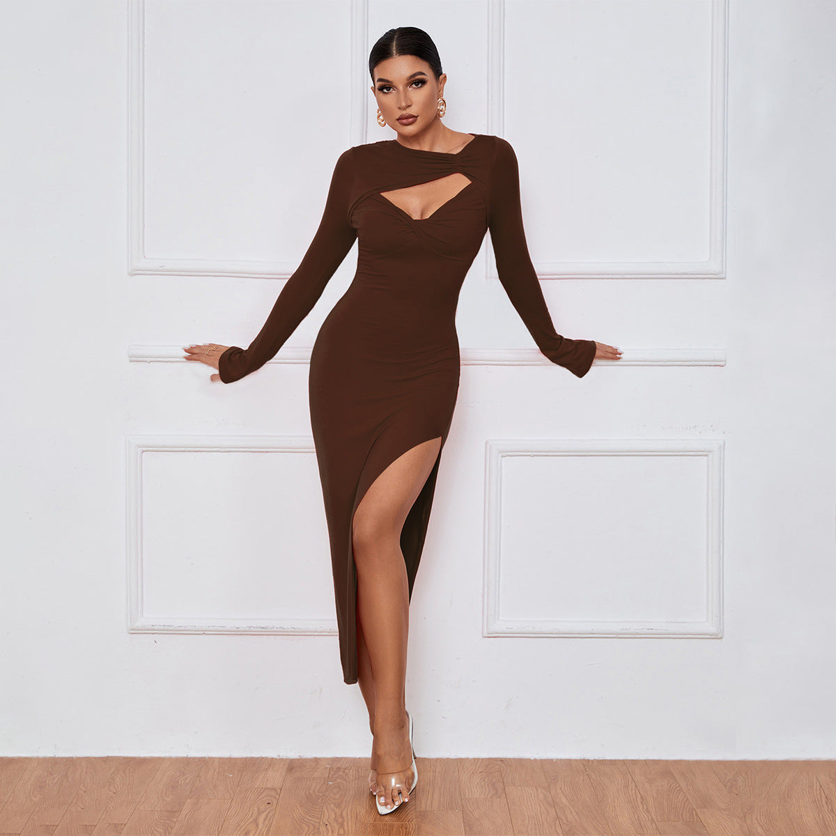 WOLFF | Schlitz Langarm Bodycon Kleid
