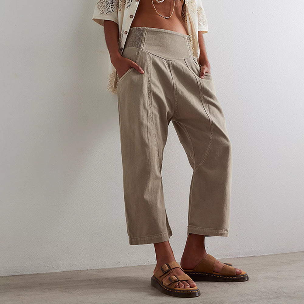 1Wash Dropped Crotch Mid-Waist Straight Jeans