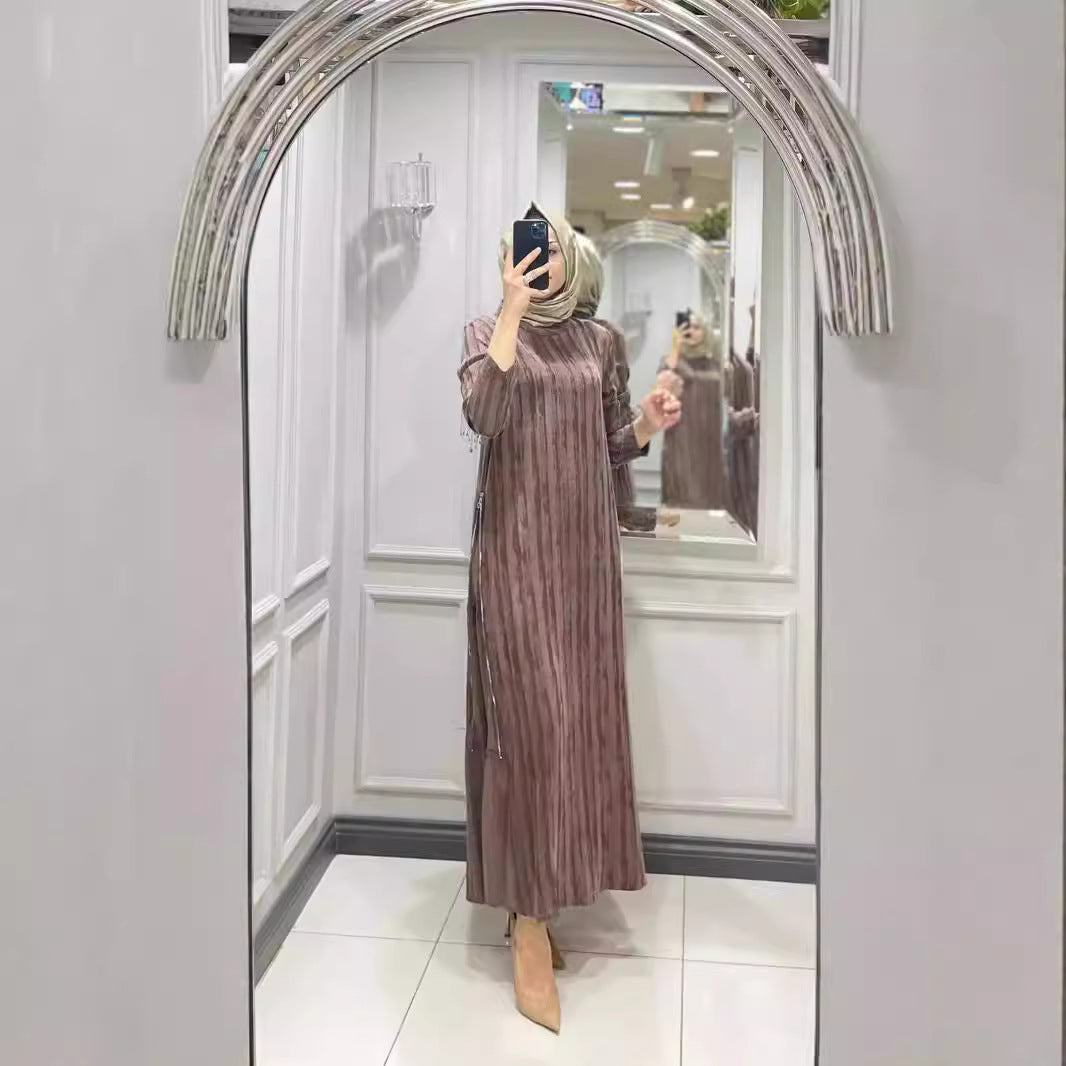 WOLFF | Muster Seitenreißverschluss Langarmkleid