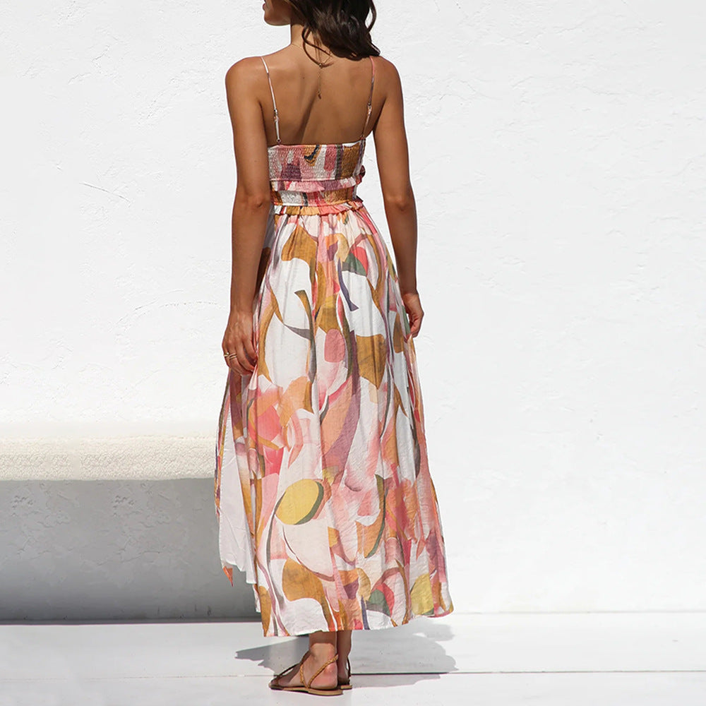 1Printed Camisole Vacation Beach Dress