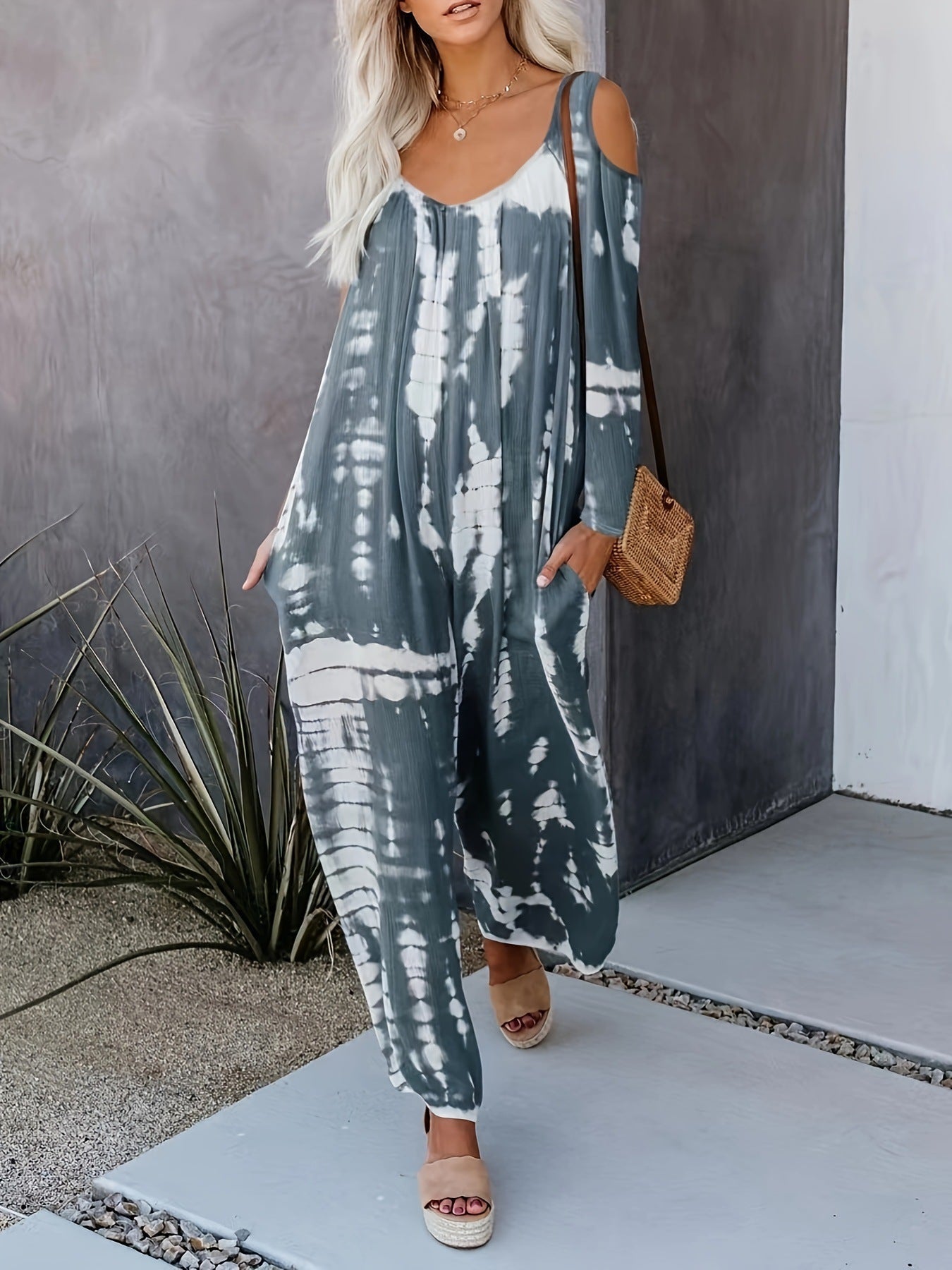 WOLFF | Schulterfreier weitbeiniger Jumpsuit