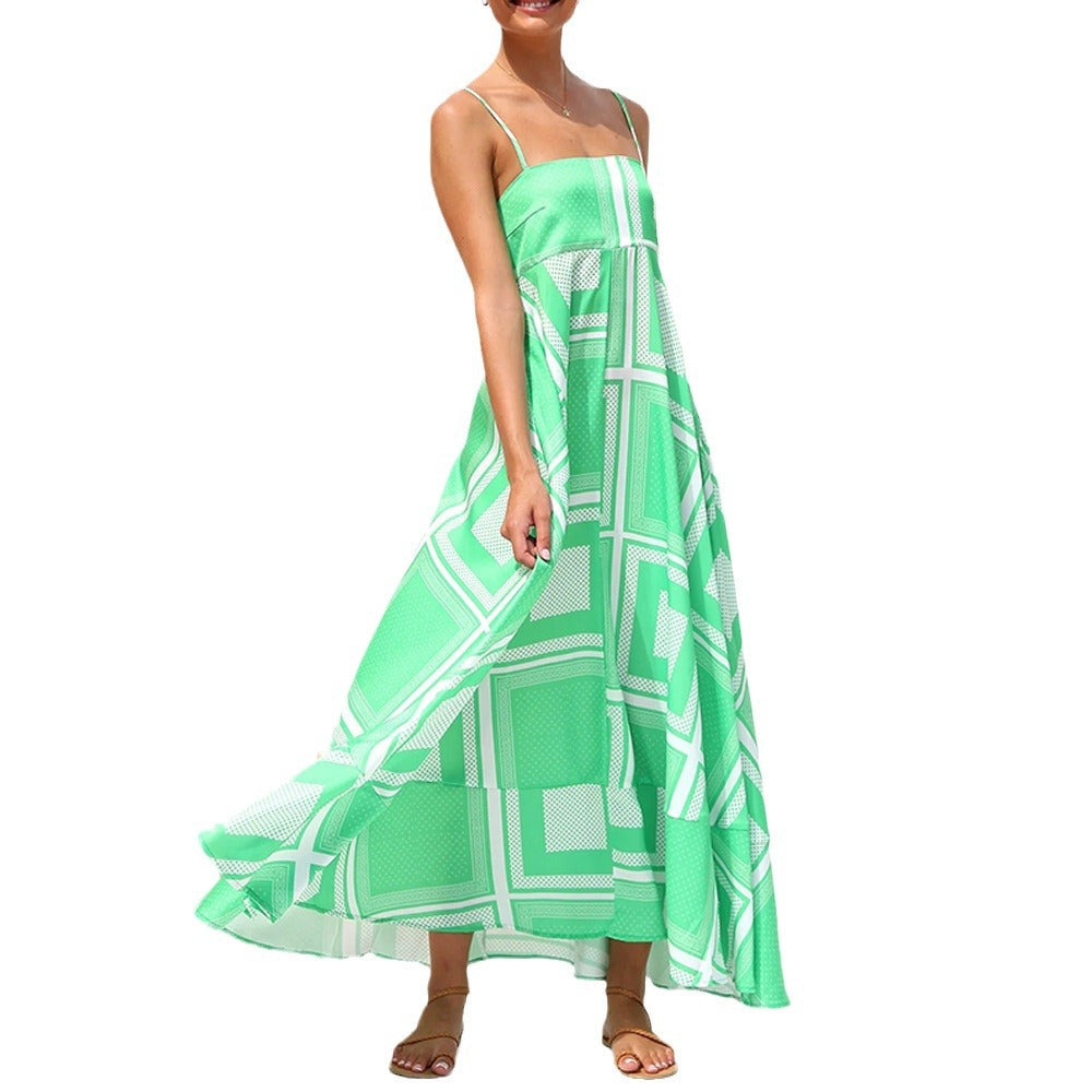 WOLFF | Bedrucktes Elastikband Urlaubs Strandkleid