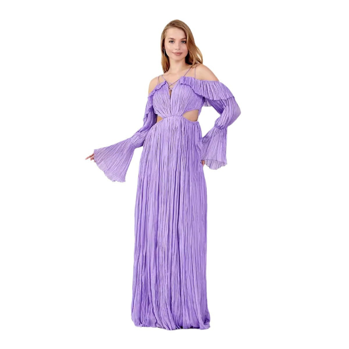 WOLFF | Offene Rückansicht Spliced Flare Langkleid