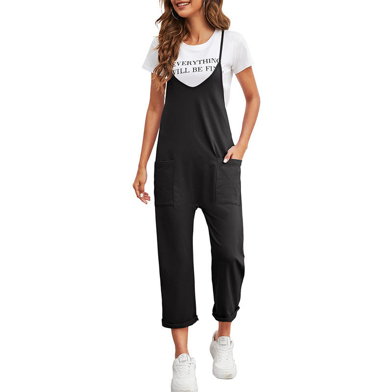 WOLFF | Lässige Taschen Lange Hose Einfarbiger Lockere Overall