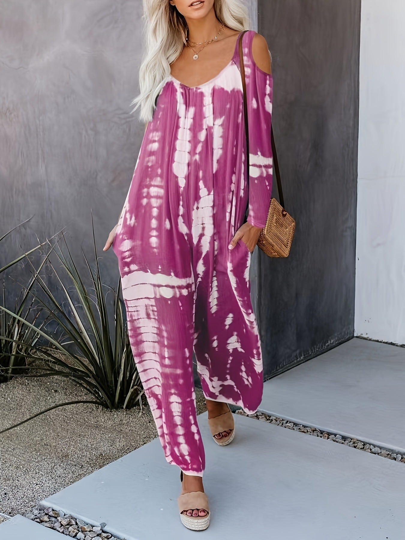 WOLFF | Schulterfreier weitbeiniger Jumpsuit