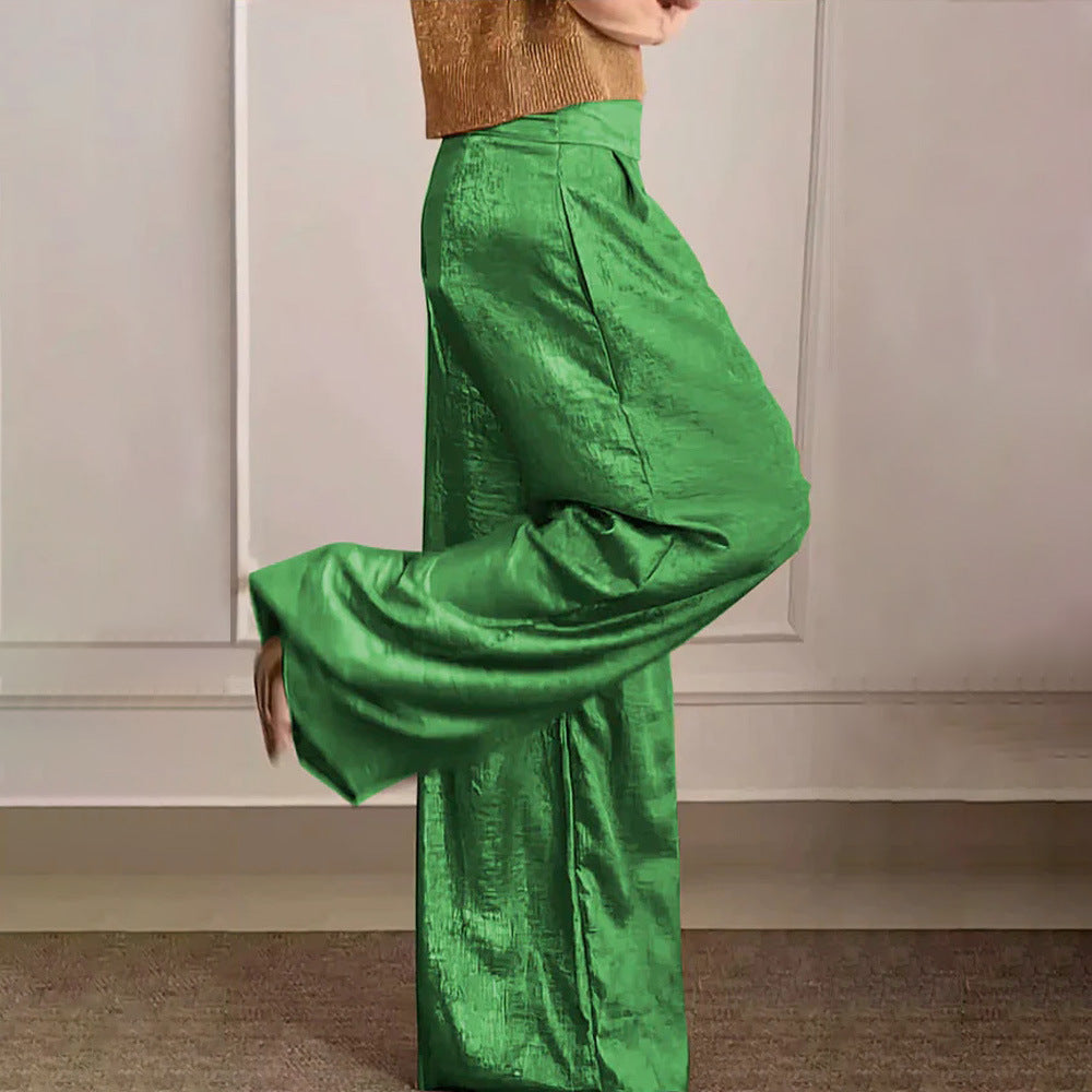 WOLFF | Metallic Hochbund Slimming Weite Beinform Hose