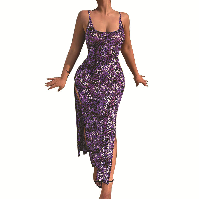 WOLFF | Charmantes Geteiltes Rock Leoparddruck Kleid