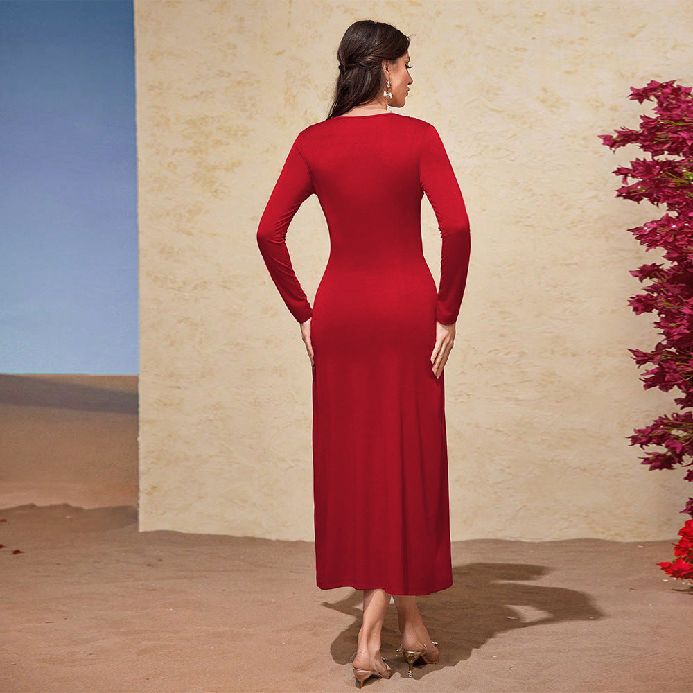 1Red Slim Fit Mid-Length Dress