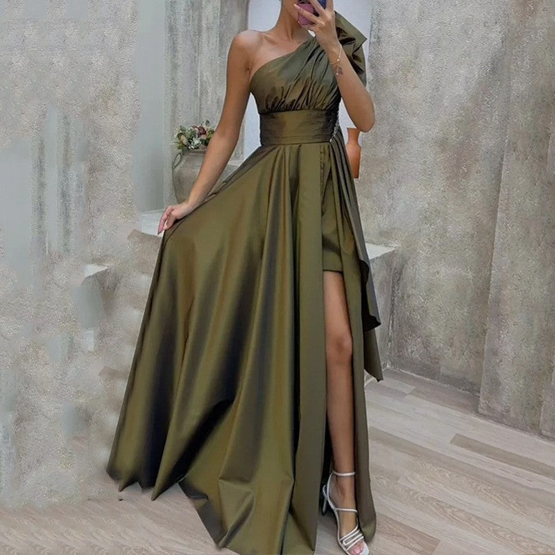 WOLFF | Wunderschönes herbstliches übergroßes Schlitzkleid