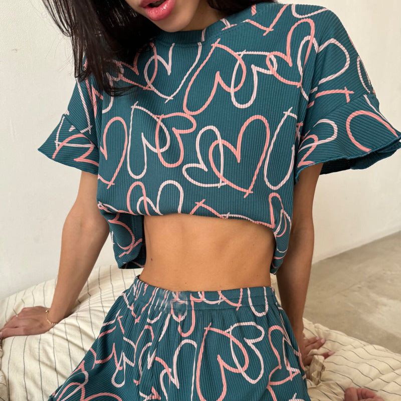 WOLFF | Rüsch Kurzarm Rundhals Shorts Set