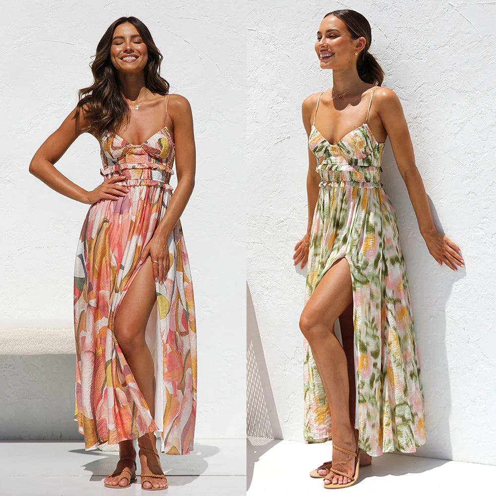 1Printed Camisole Vacation Beach Dress