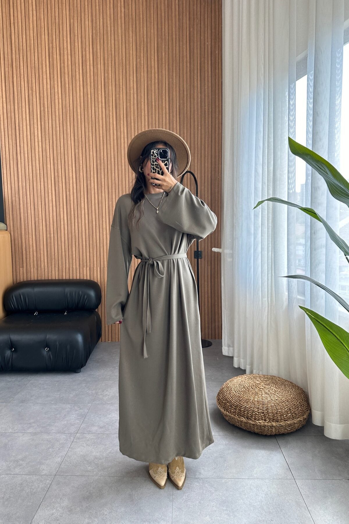 1Loose Drawstring Long Dress